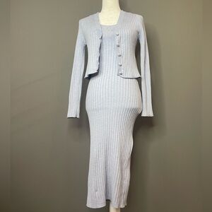 7 For All Mankind Light Gray Midi Dress